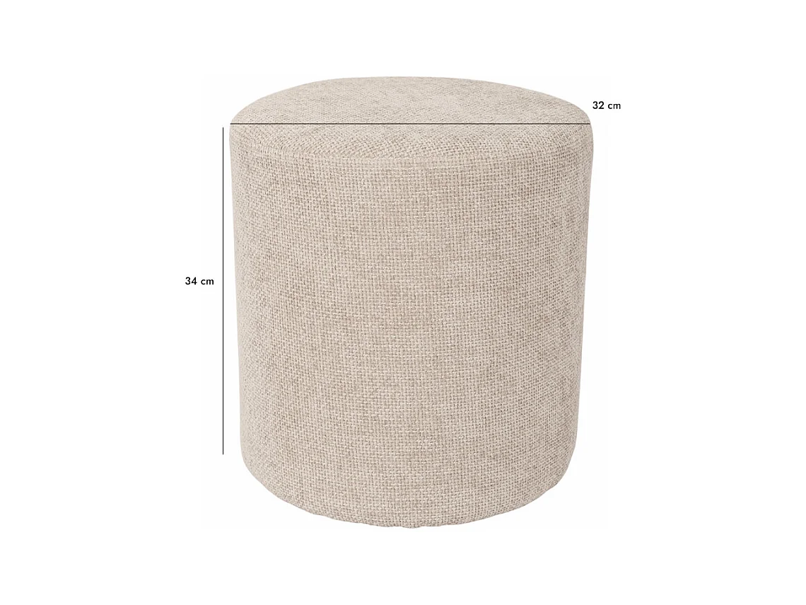 Pouf / Repose-pieds rond D. 32 cm en tissu maille taupe – JOEL