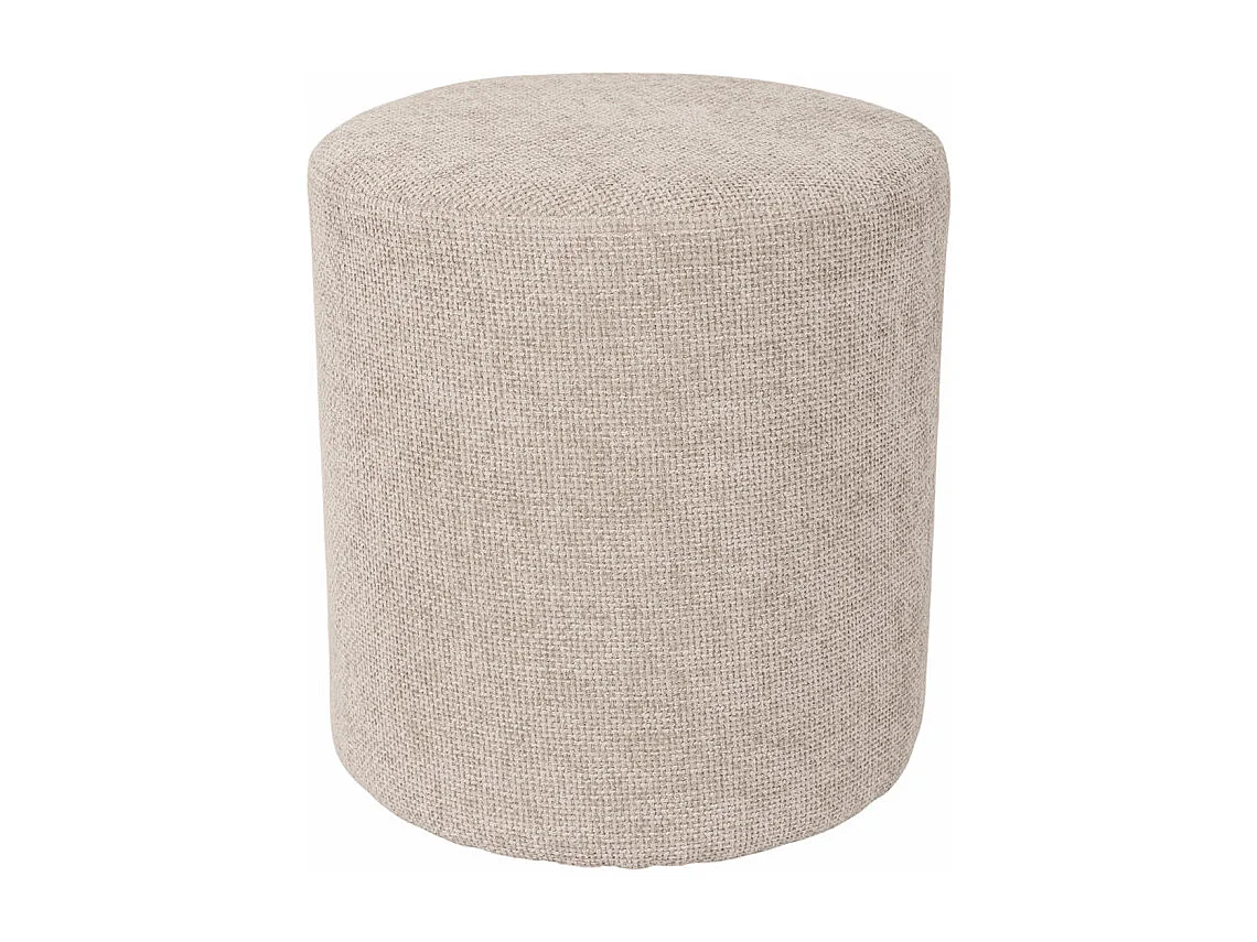 Pouf / Repose-pieds rond D. 32 cm en tissu maille taupe – JOEL