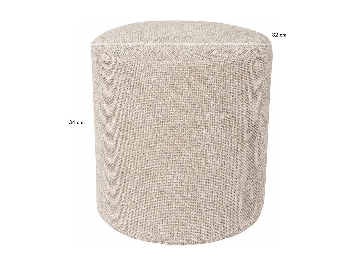 Pouf / Repose-pieds rond D. 32 cm en tissu maille taupe – JOEL