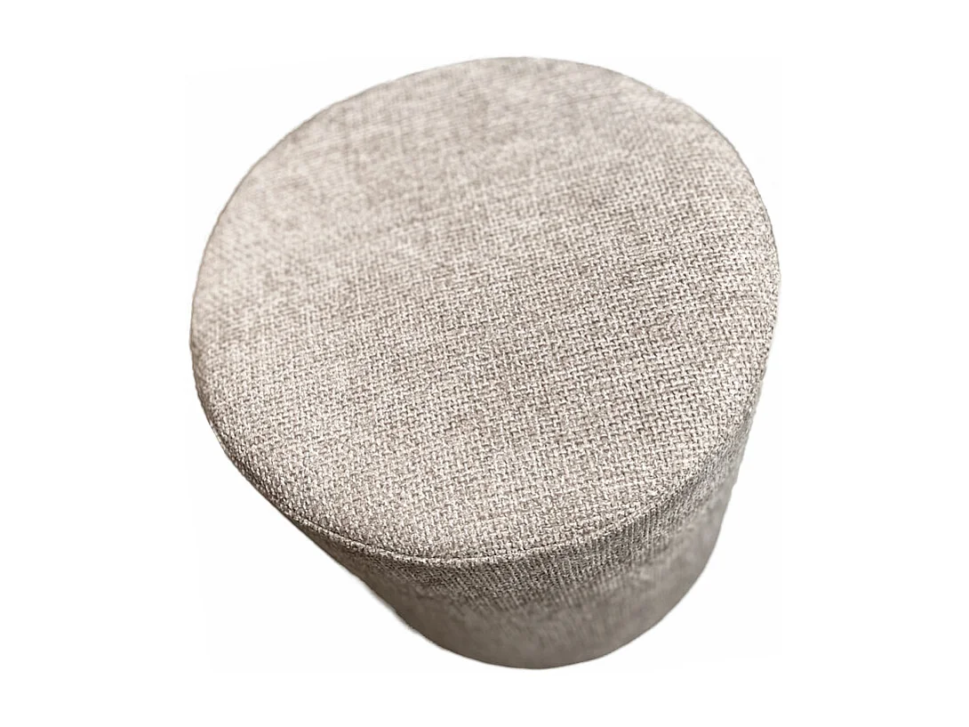 Pouf / Repose-pieds rond D. 32 cm en tissu maille taupe – JOEL
