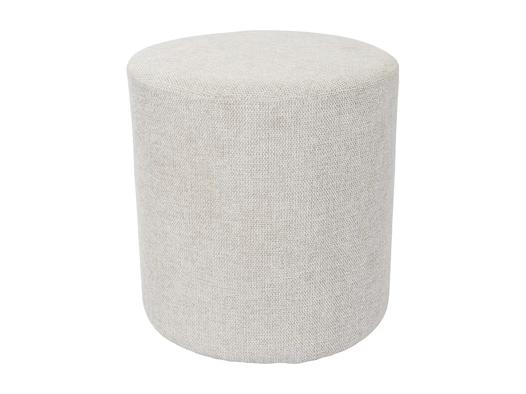 Pouf / Repose-pieds rond D. 32 cm en tissu maille écru – JOEL