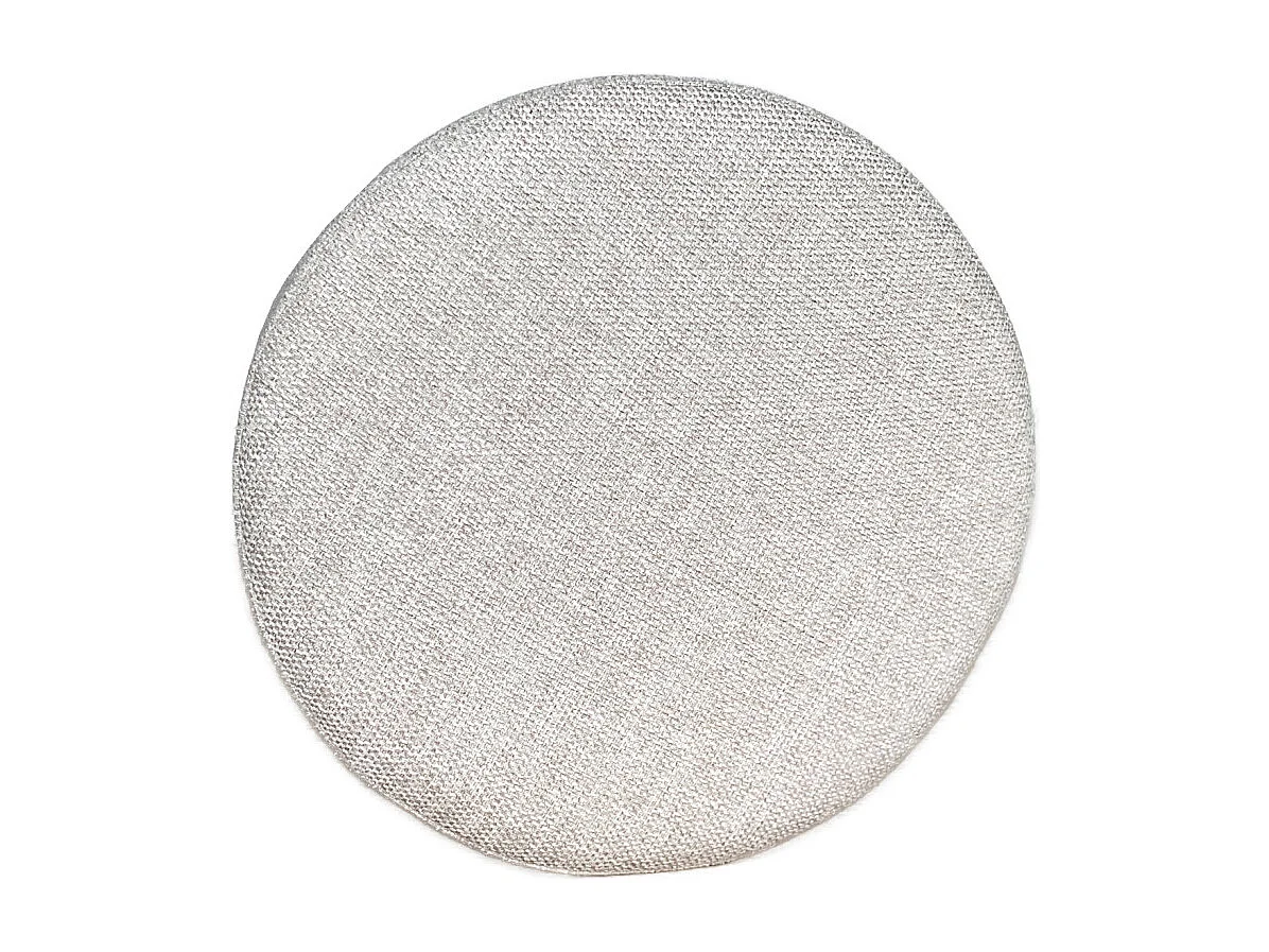 Pouf / Repose-pieds rond D. 32 cm en tissu maille écru – JOEL