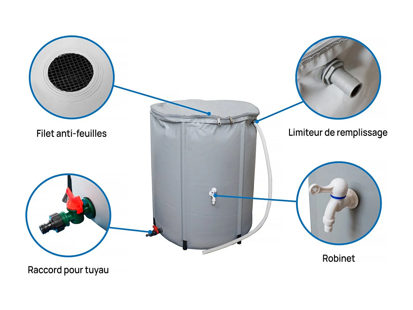 Abri de jardin métal "Nebraska" - 2,71m² avec gouttière et récupérateur d'eau