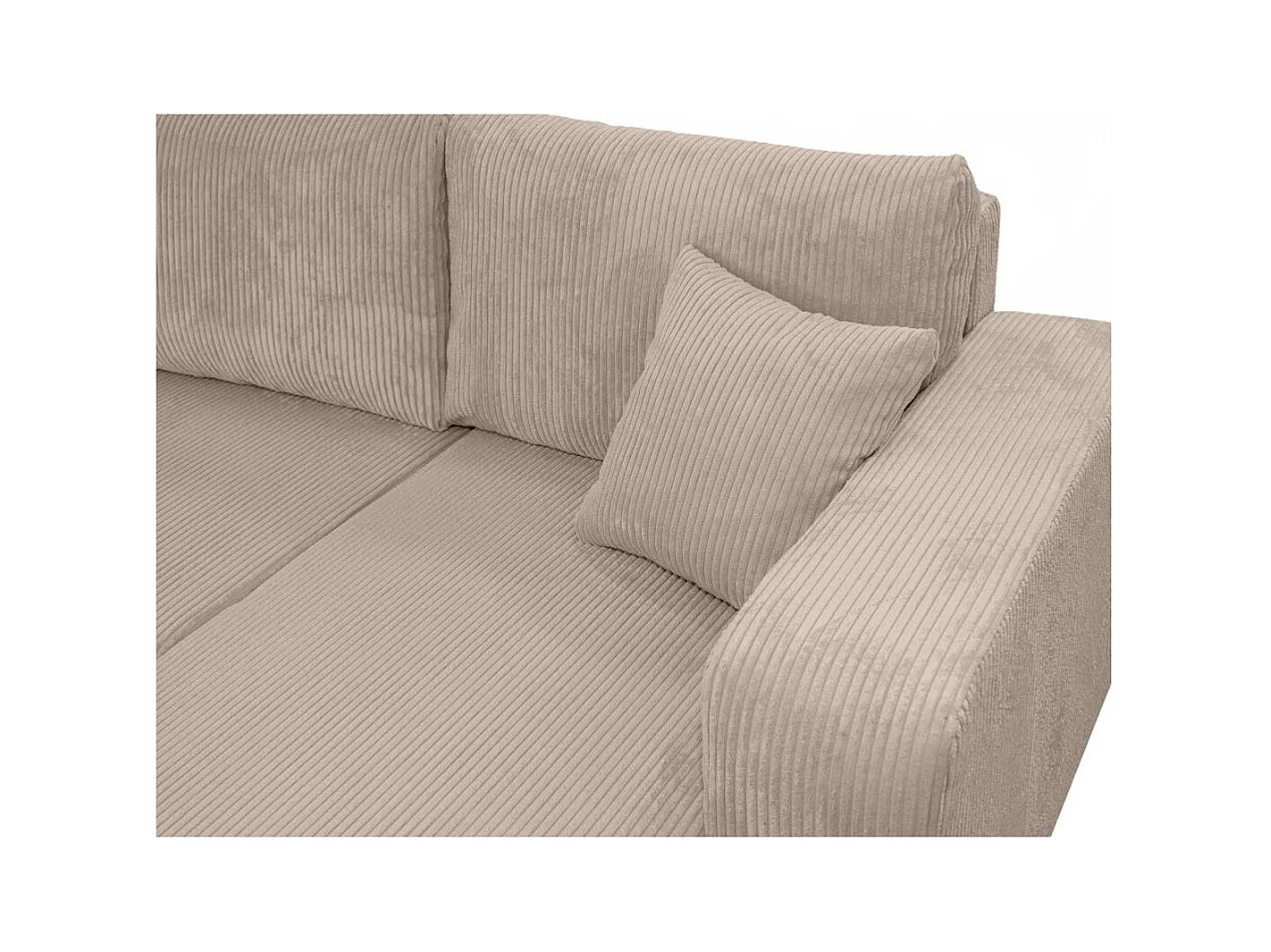 Canapé d'angle ALYA panoramique convertible 6 places en velours cotelé - Taupe