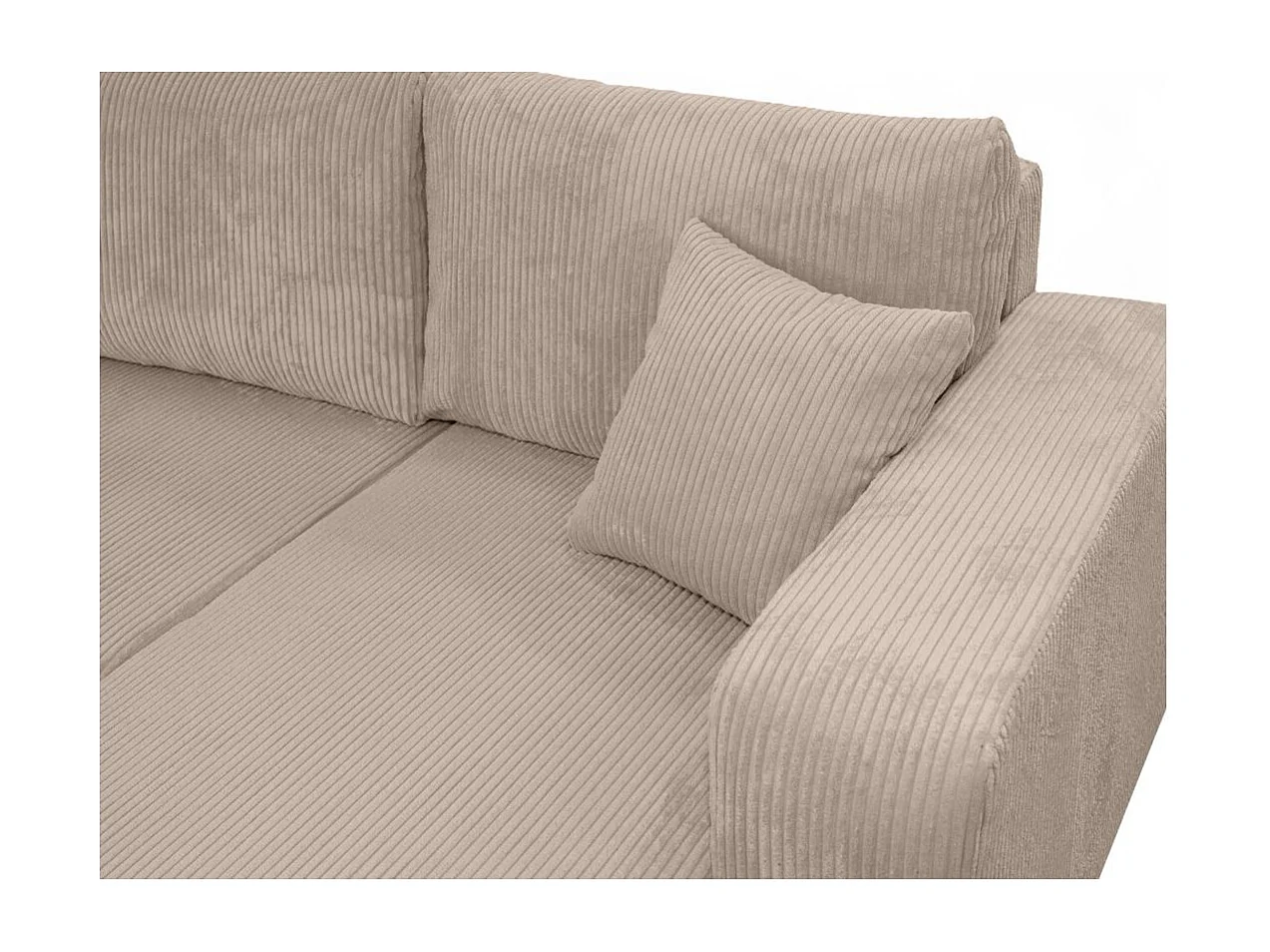 Canapé d'angle ALYA panoramique convertible 6 places en velours cotelé - Taupe