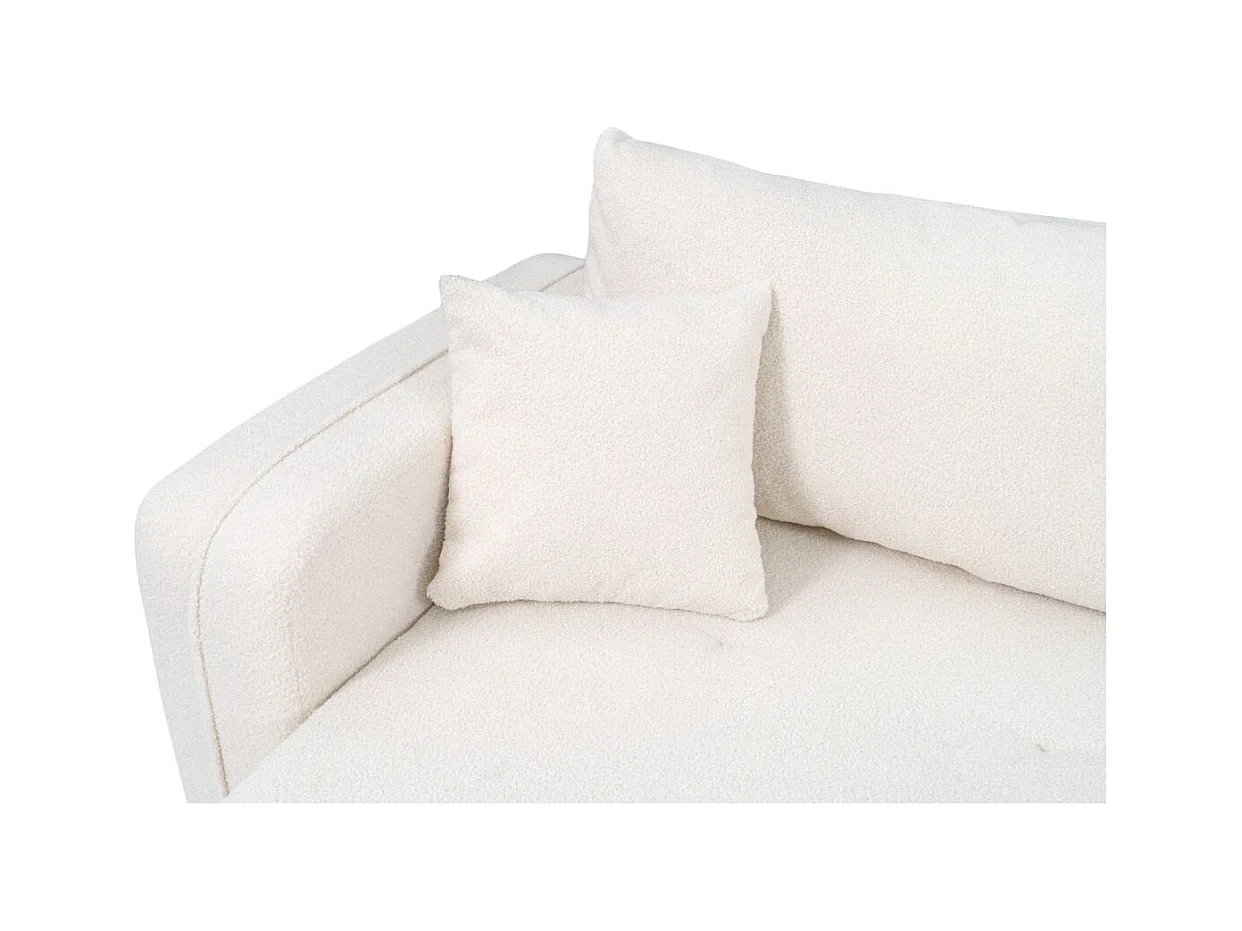 Canapé d'angle LEILA convertible et réversible 3 places en tissu bouclette - Blanc