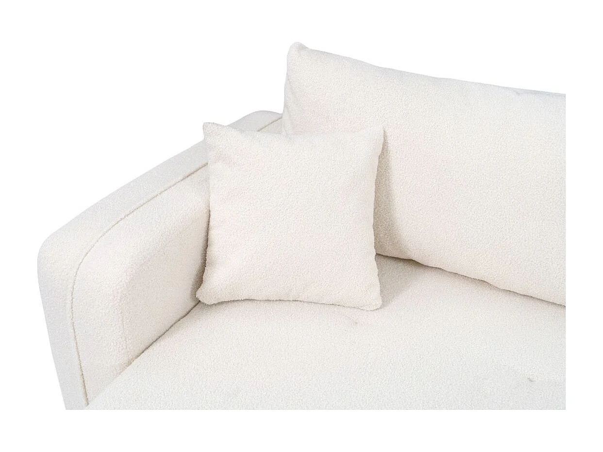 Canapé d'angle LEILA convertible et réversible 3 places en tissu bouclette - Blanc