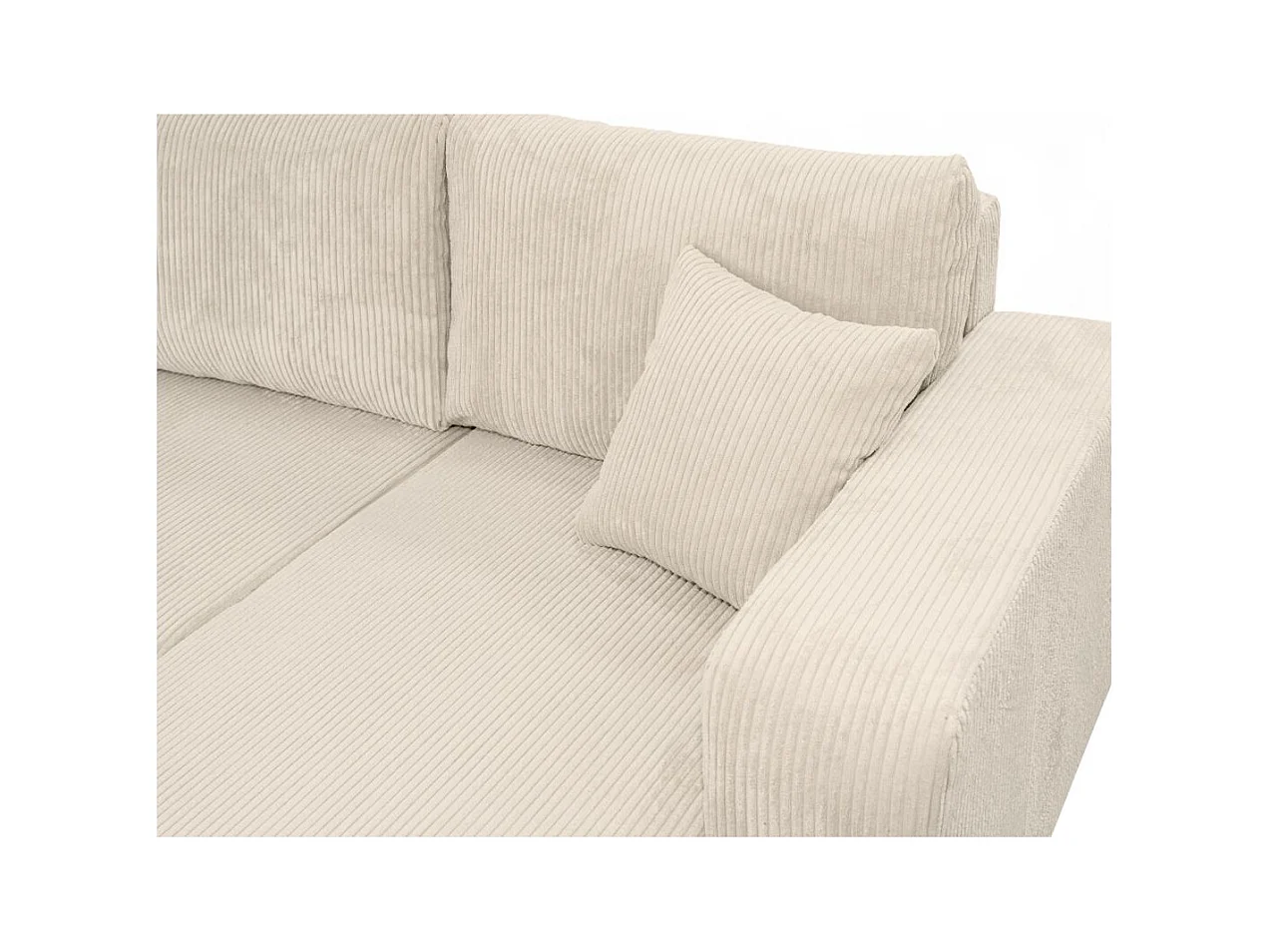 Canapé d'angle ALYA panoramique convertible 6 places en velours cotelé - Beige