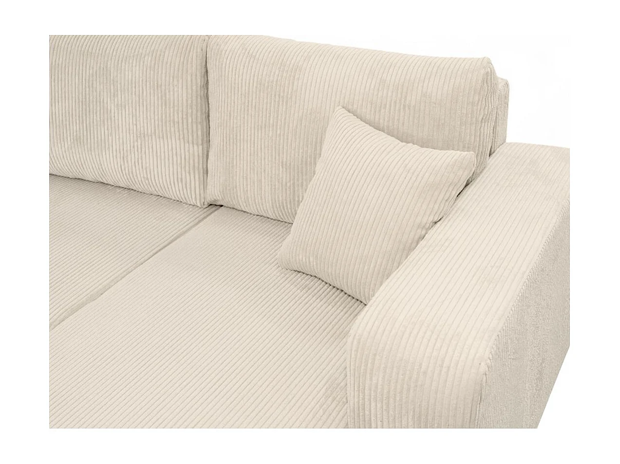 Canapé d'angle ALYA panoramique convertible 6 places en velours cotelé - Beige