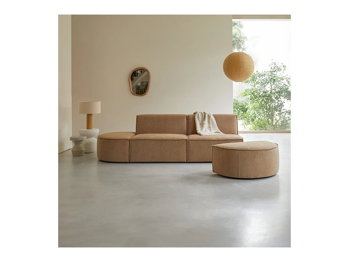 Modulares 2-Sitzer-Sofa Dario aus camelfarbenem Stoff