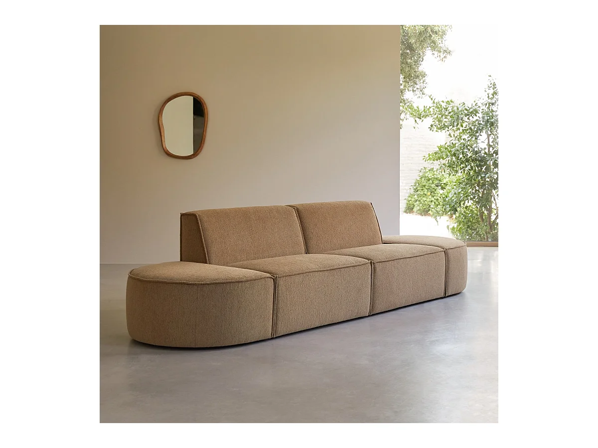 Modulares 2-Sitzer-Sofa Dario aus camelfarbenem Stoff