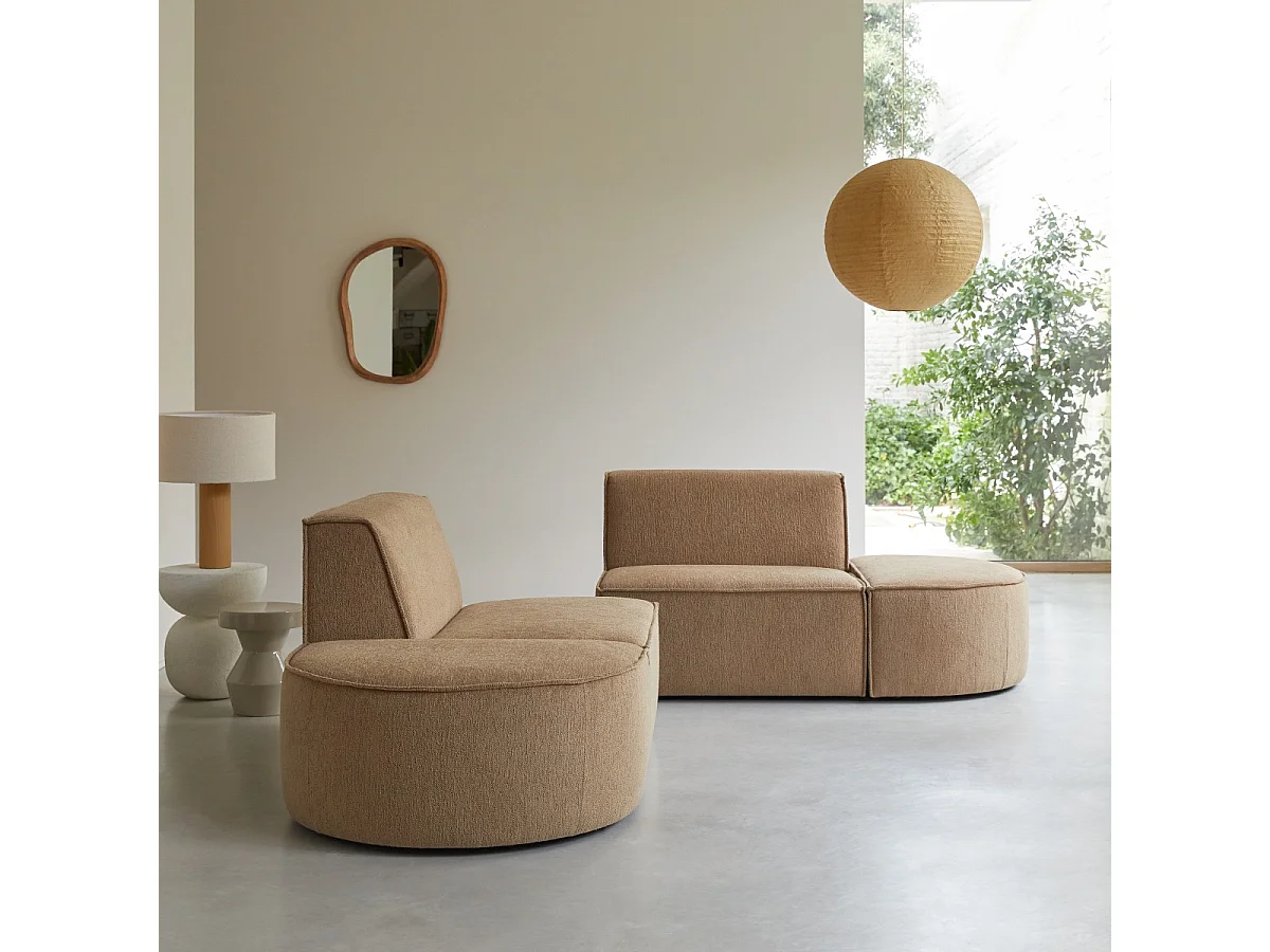 Modulares 2-Sitzer-Sofa Dario aus camelfarbenem Stoff