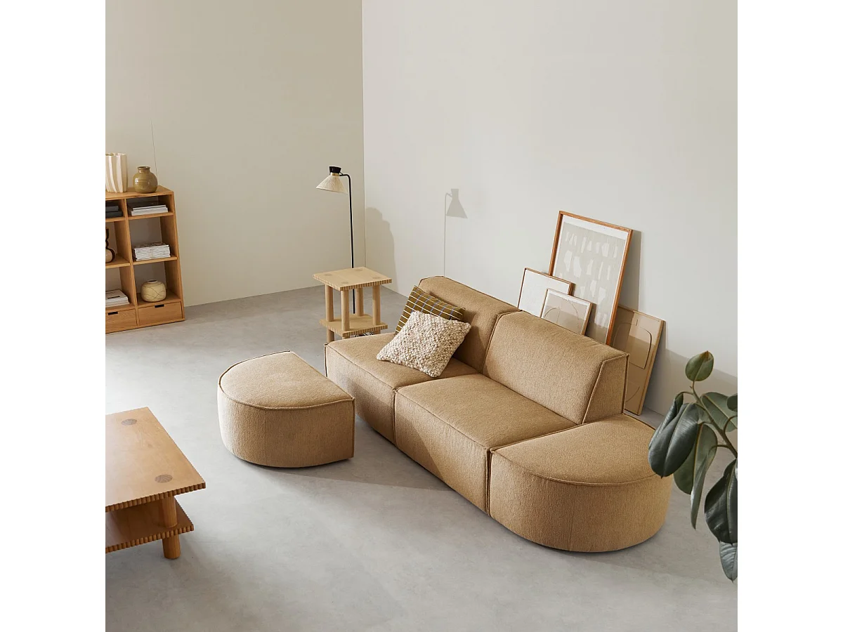 Modulares 2-Sitzer-Sofa Dario aus camelfarbenem Stoff