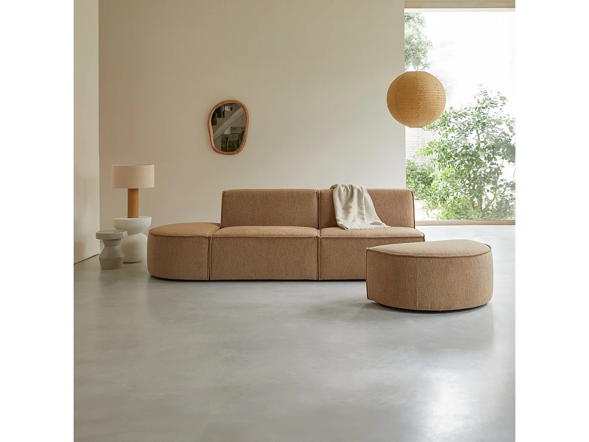 Modulares 2-Sitzer-Sofa Dario aus camelfarbenem Stoff
