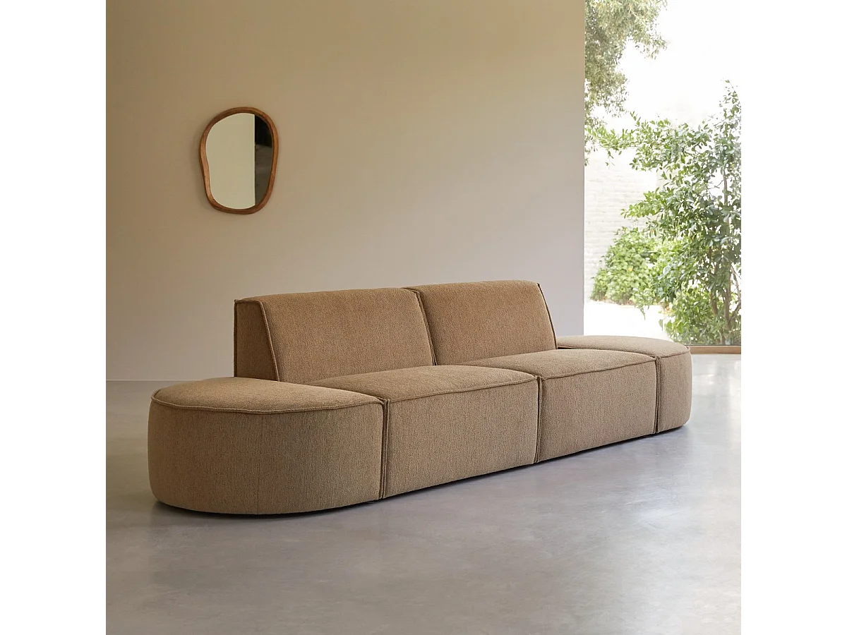 Modulares 2-Sitzer-Sofa Dario aus camelfarbenem Stoff