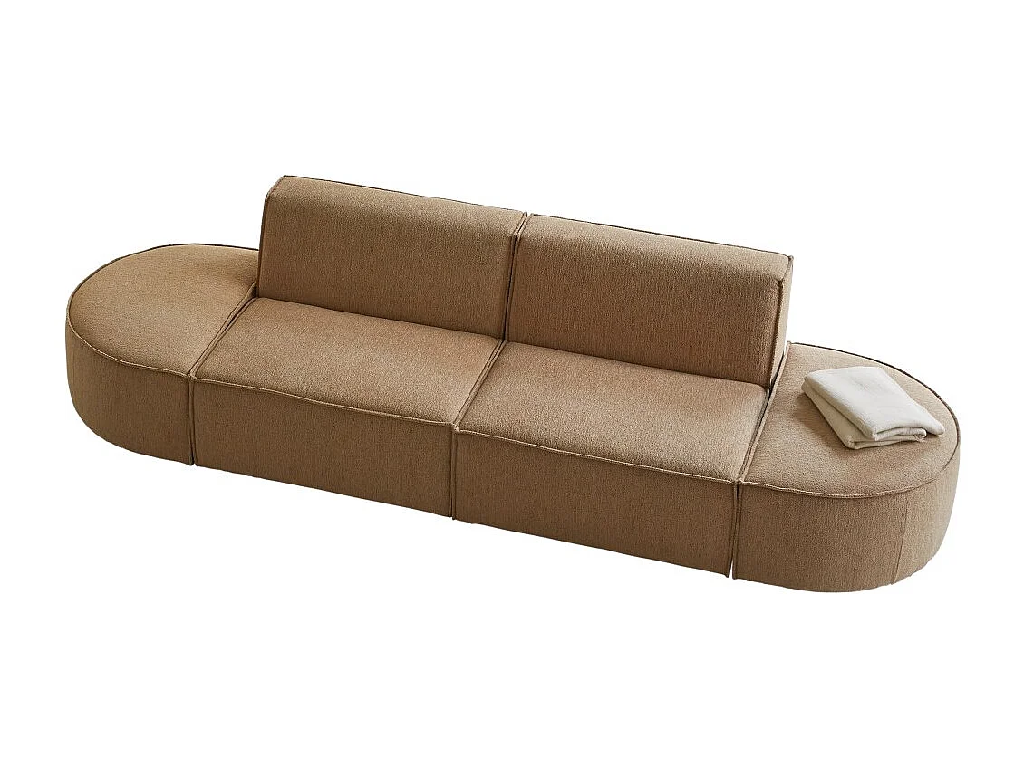 Modulares 2-Sitzer-Sofa Dario aus camelfarbenem Stoff