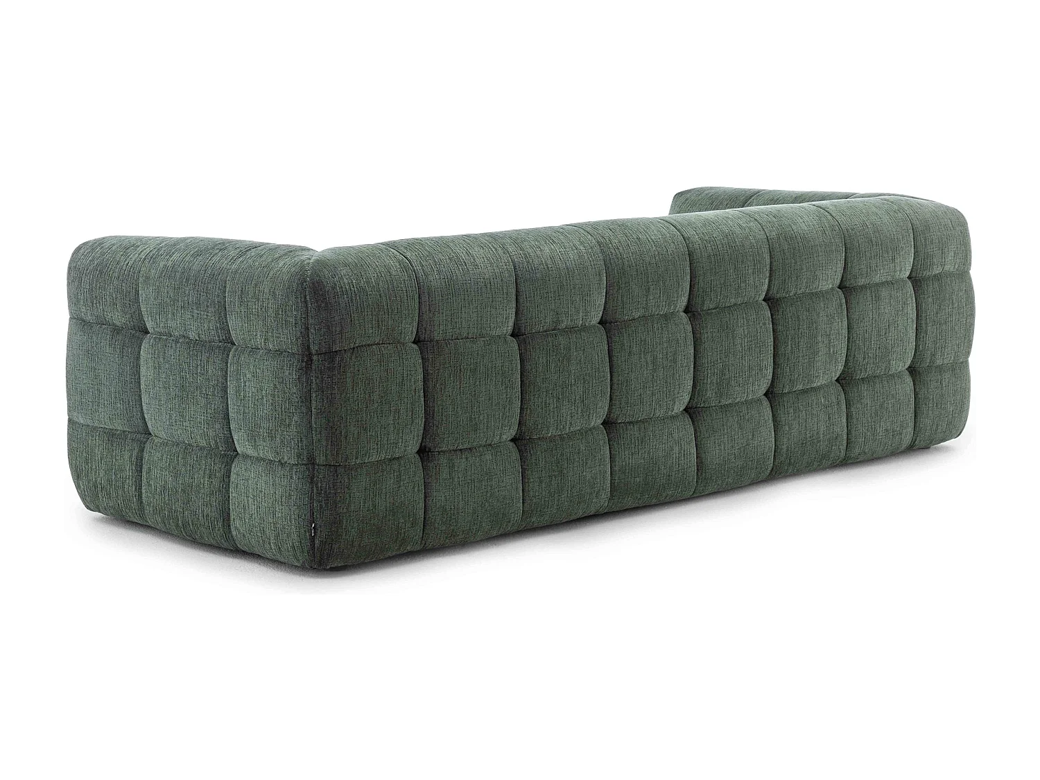 Canapé 3 places en bois et polyester avec pouf vert L228 cm
