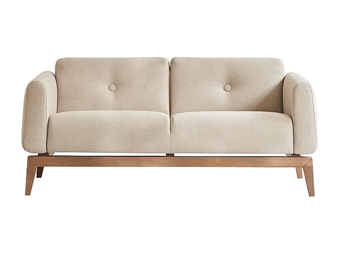 Divano in rovere massello e tessuto écru 2 posti