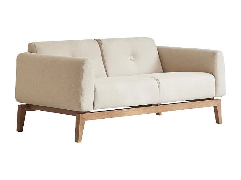 Divano in rovere massello e tessuto écru 2 posti