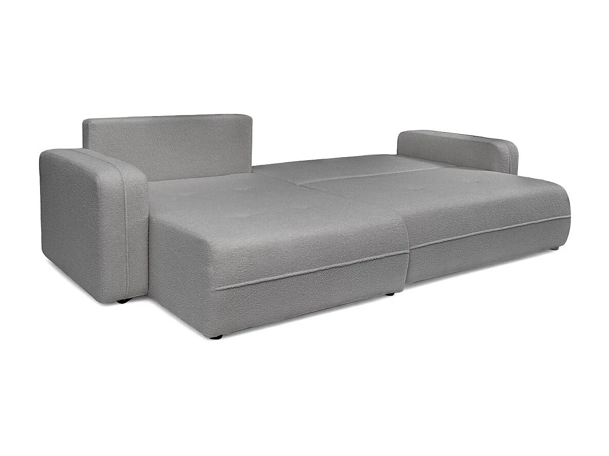 Canapé d'angle LEILA convertible et réversible 3 places en tissu bouclette - Gris