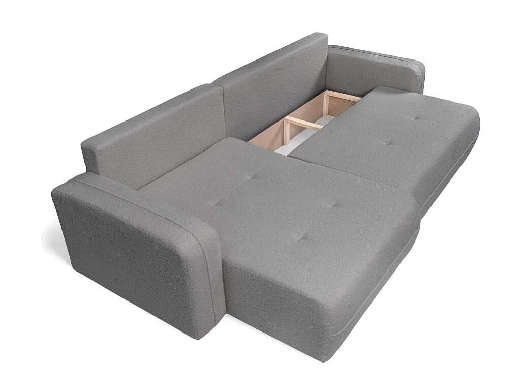 Canapé d'angle LEILA convertible et réversible 3 places en tissu bouclette - Gris