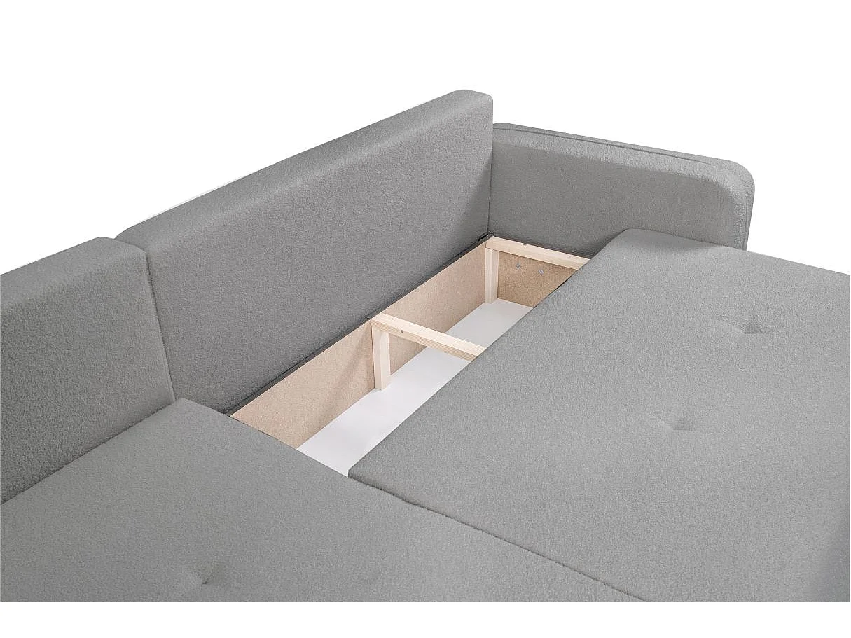 Canapé d'angle LEILA convertible et réversible 3 places en tissu bouclette - Gris