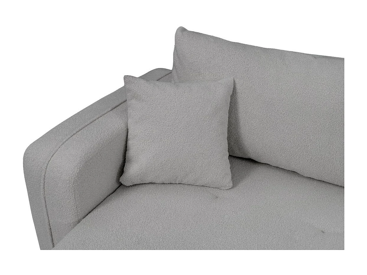 Canapé d'angle LEILA convertible et réversible 3 places en tissu bouclette - Gris