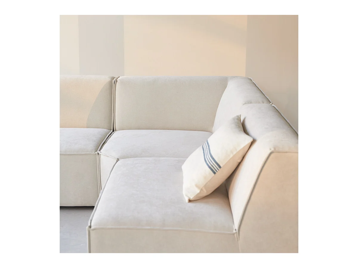 Divano angolare modulabile Dario 4-5 posti in tessuto beige