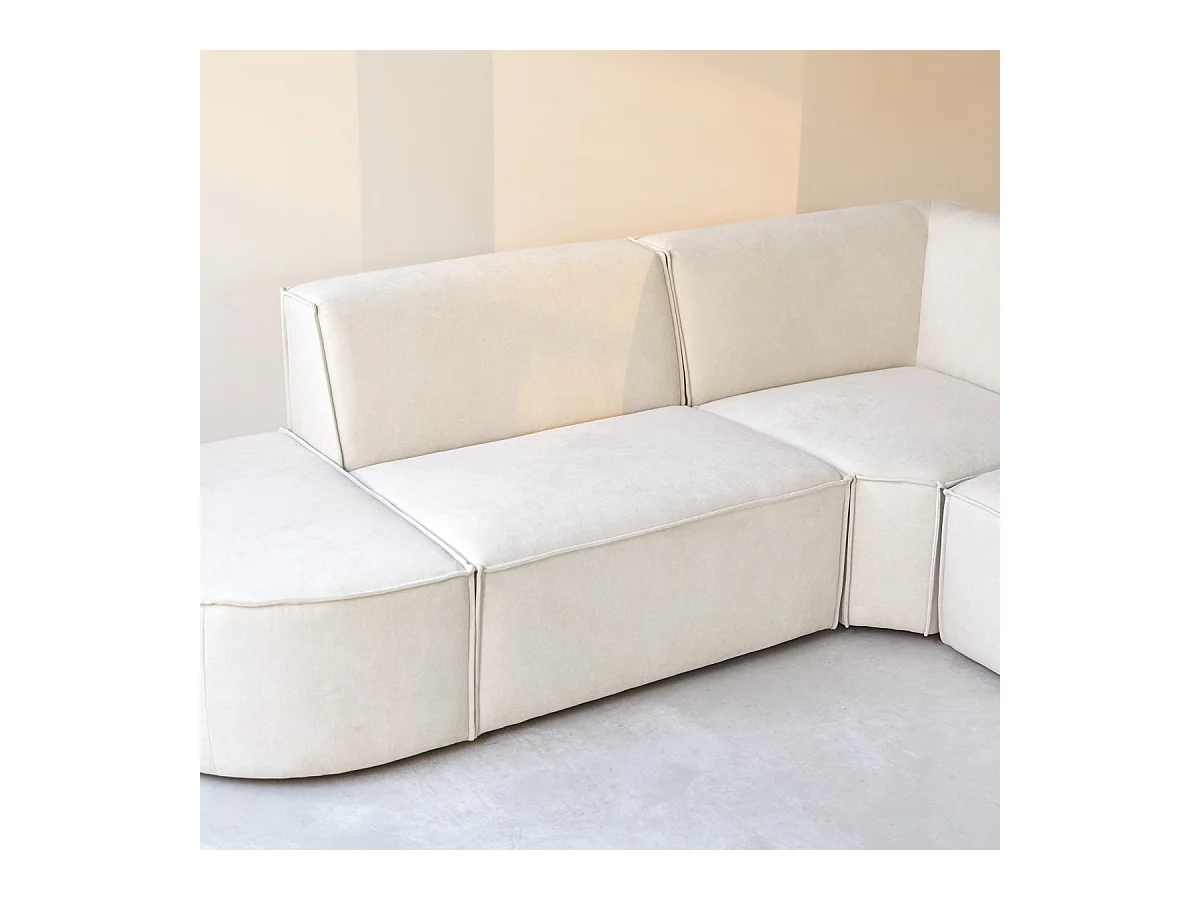 Divano angolare modulabile Dario 4-5 posti in tessuto beige