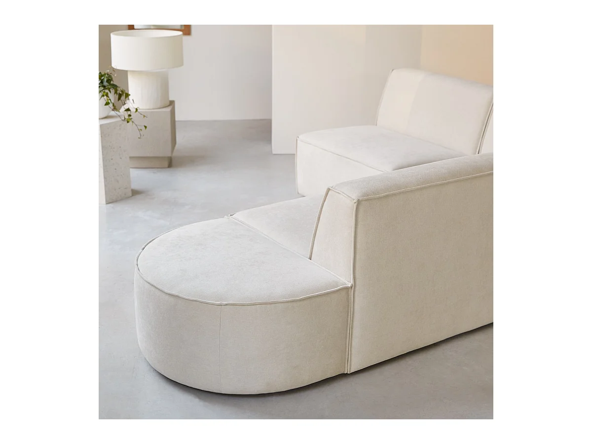 Divano angolare modulabile Dario 4-5 posti in tessuto beige
