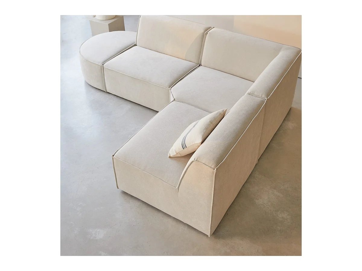 Divano angolare modulabile Dario 4-5 posti in tessuto beige