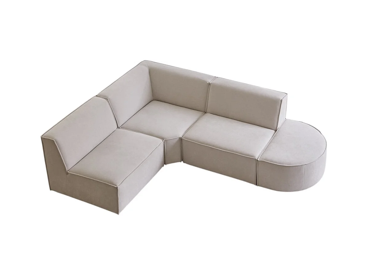 Divano angolare modulabile Dario 4-5 posti in tessuto beige