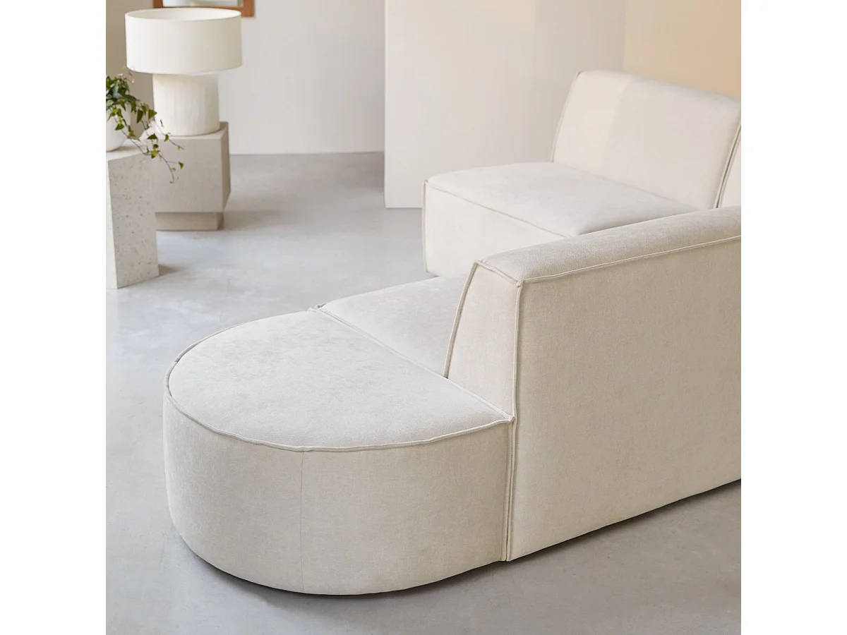 Modul-Ecksofa Dario aus beigefarbenem Stoff, 4–5 Sitzplätze