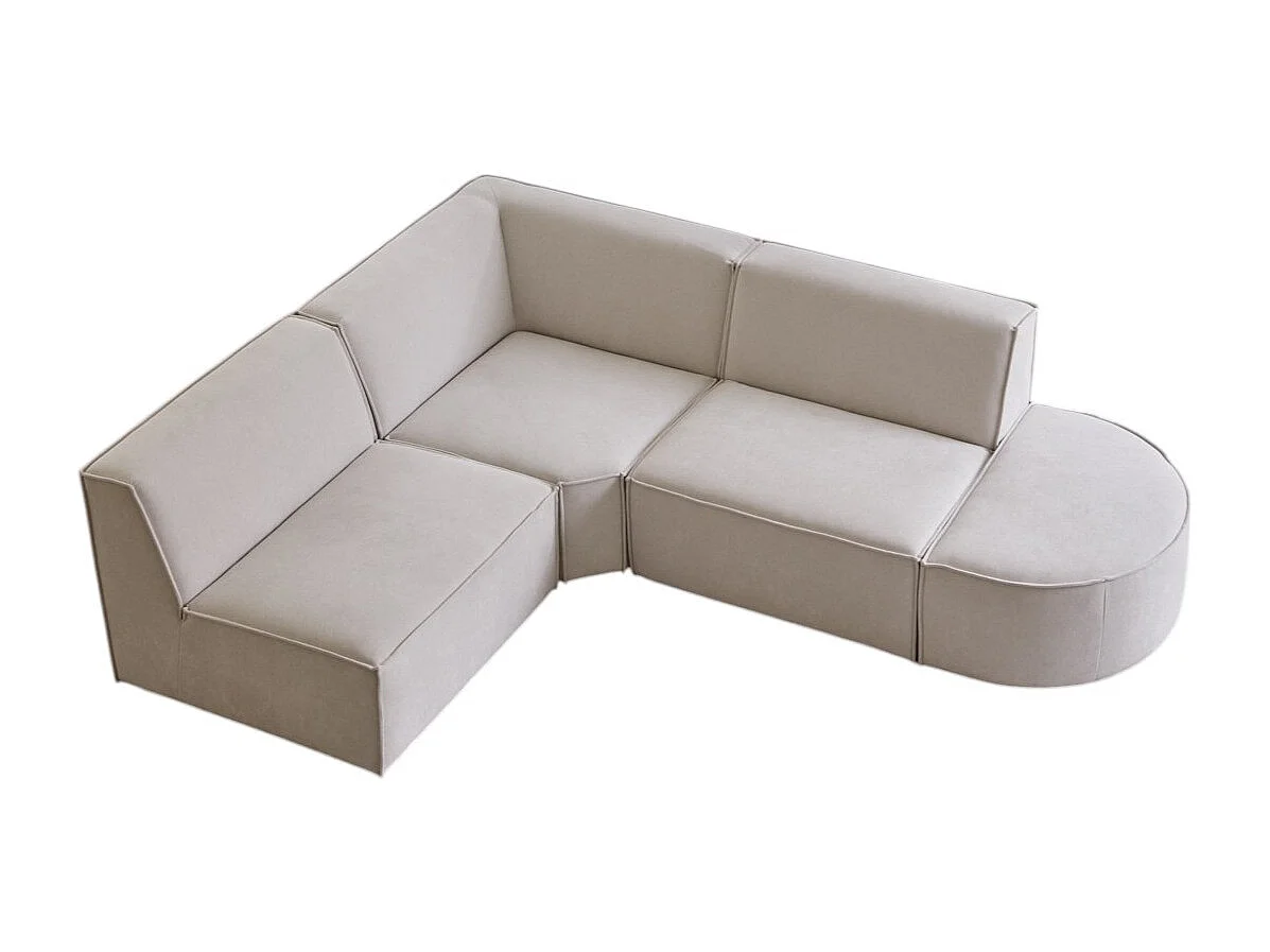 Modul-Ecksofa Dario aus beigefarbenem Stoff, 4–5 Sitzplätze