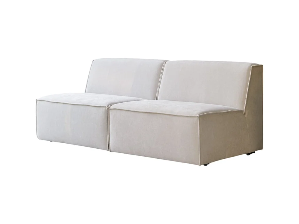 Canapé droit modulable Dario en tissu beige 2 places