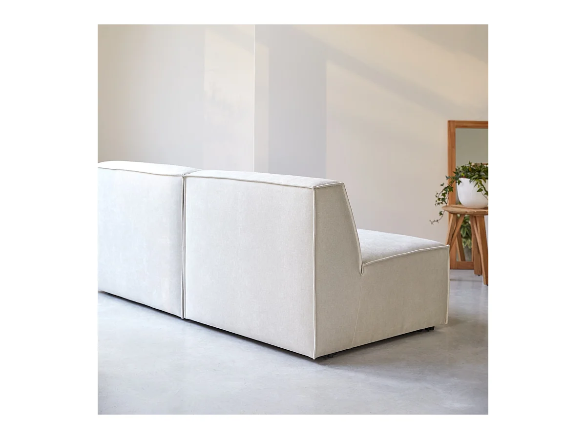 Canapé droit modulable Dario en tissu beige 2 places
