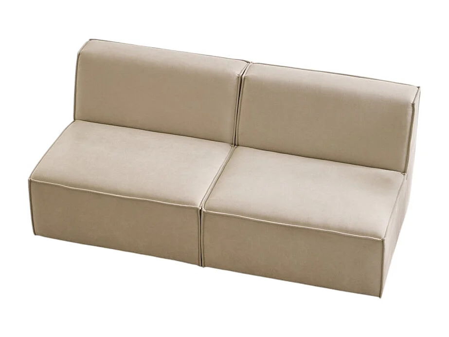 Canapé droit modulable Dario en tissu beige 2 places