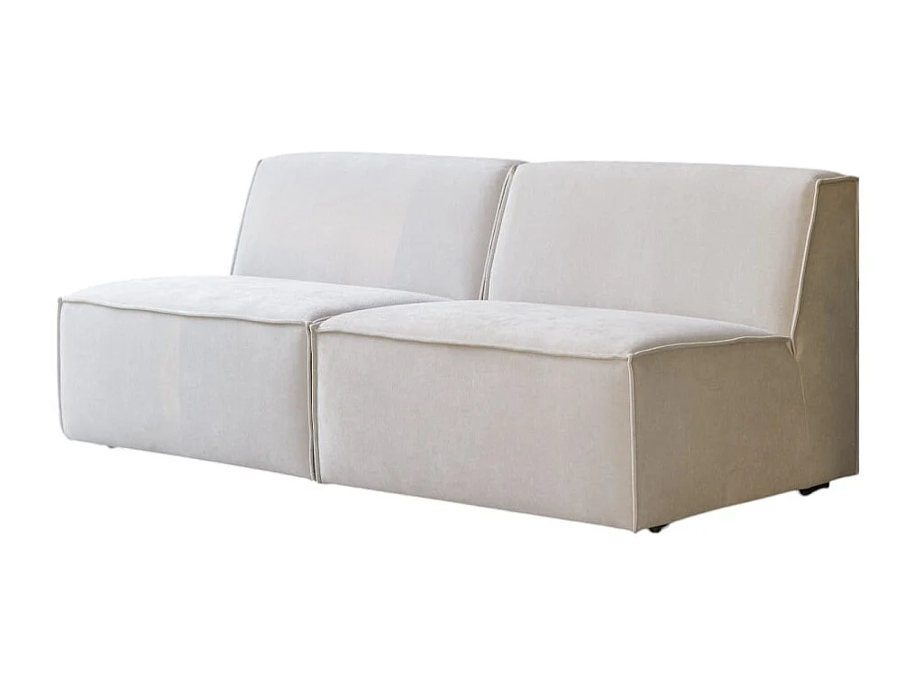 Divano dritto modulabile Dario in tessuto beige, 2 posti