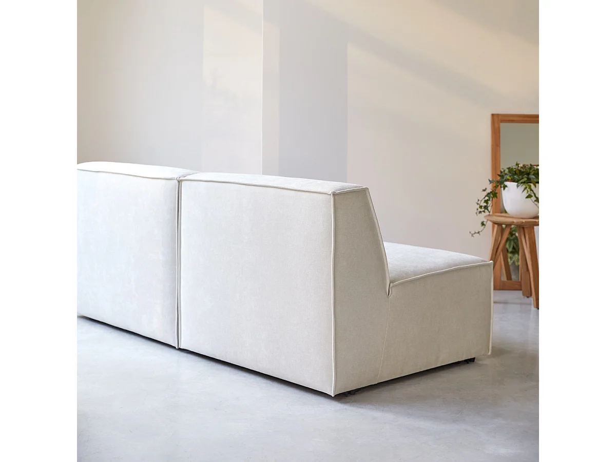 Divano dritto modulabile Dario in tessuto beige, 2 posti