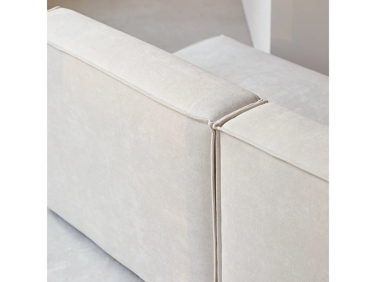 Divano dritto modulabile Dario in tessuto beige, 2 posti