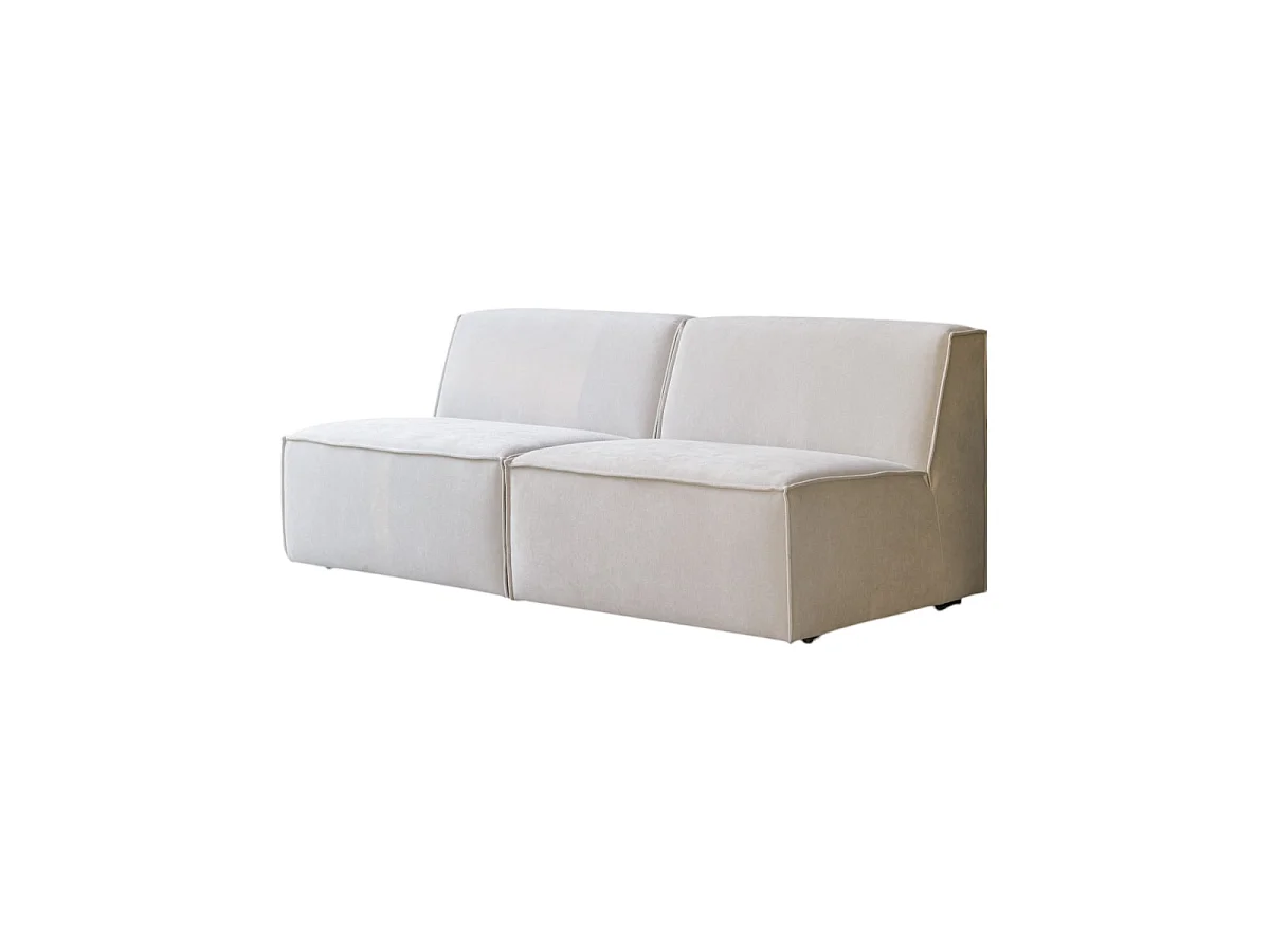 Divano dritto modulabile Dario in tessuto beige, 2 posti