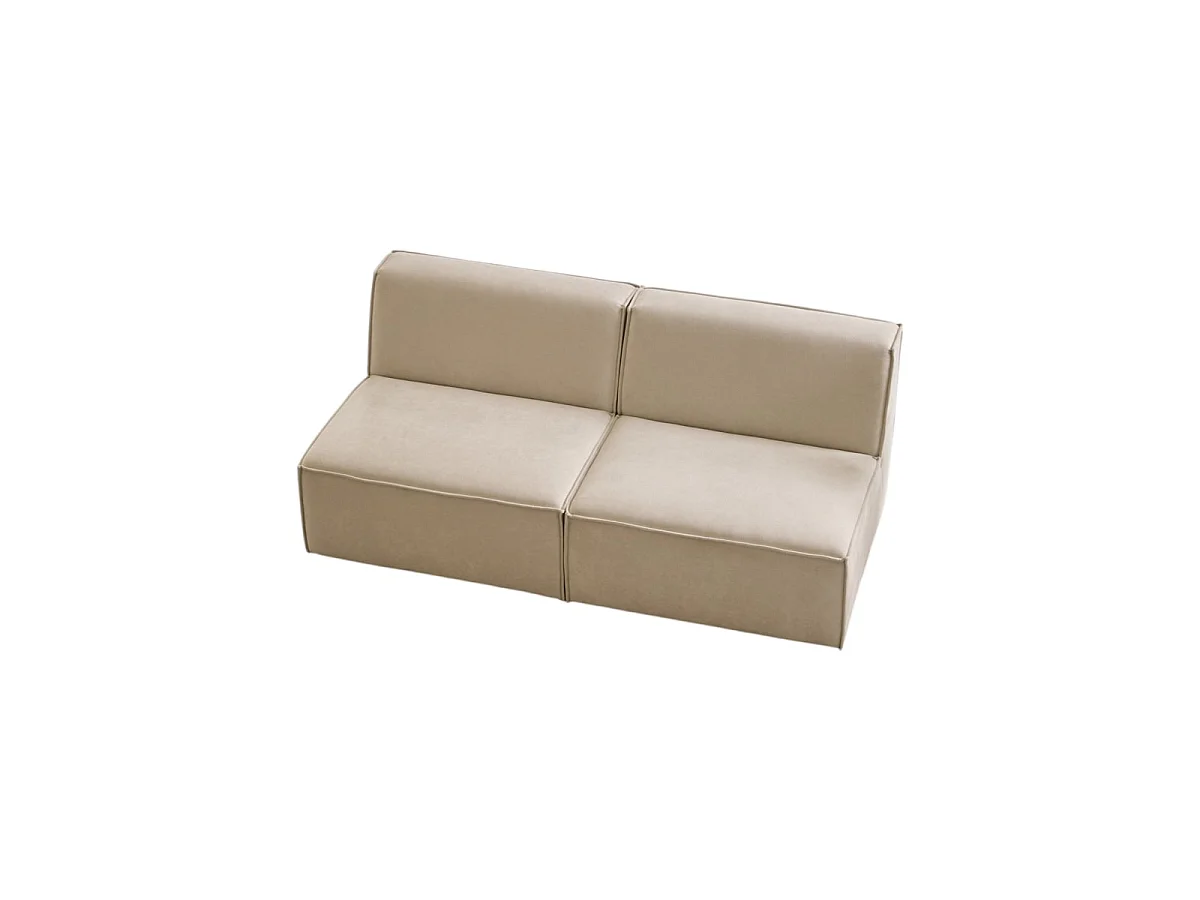 Divano dritto modulabile Dario in tessuto beige, 2 posti