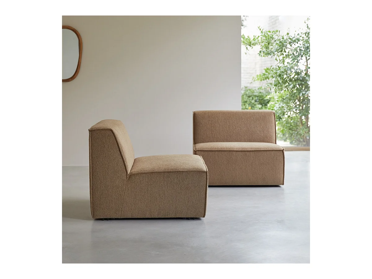 Modulsofa Dario aus camelfarbenem Stoff, 2-Sitzer