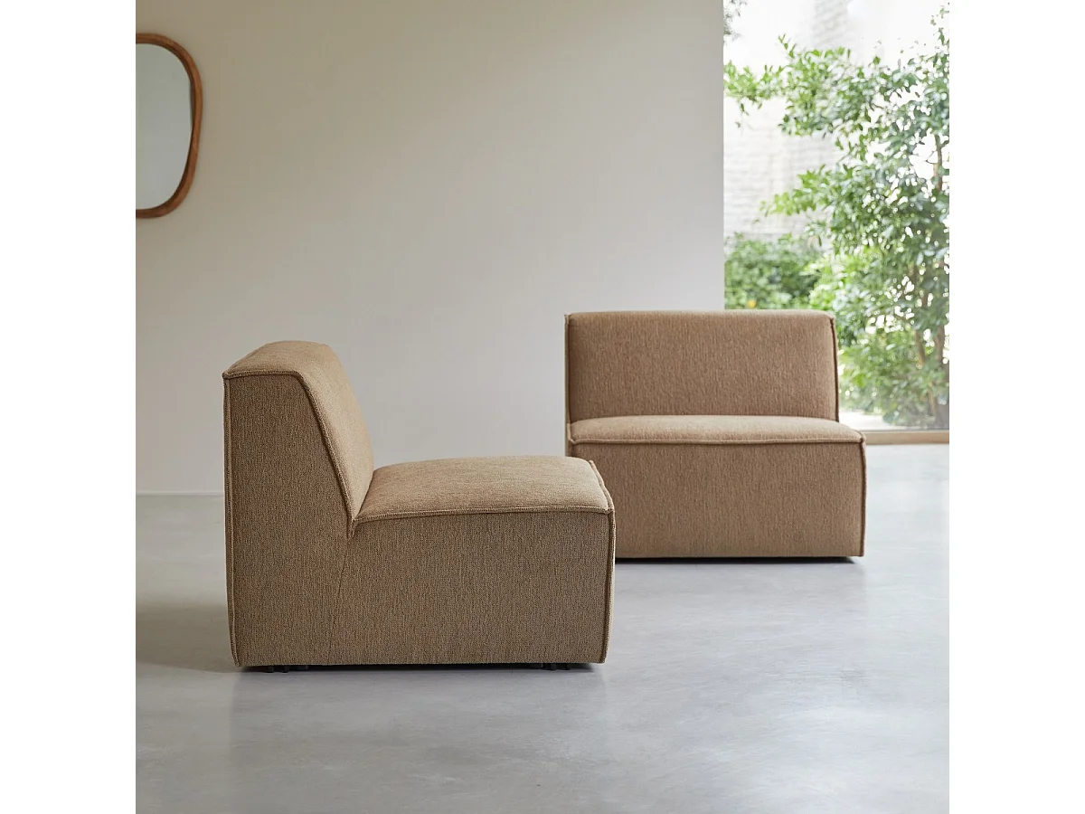 Divano dritto modulabile Dario in tessuto color cammello 2 posti
