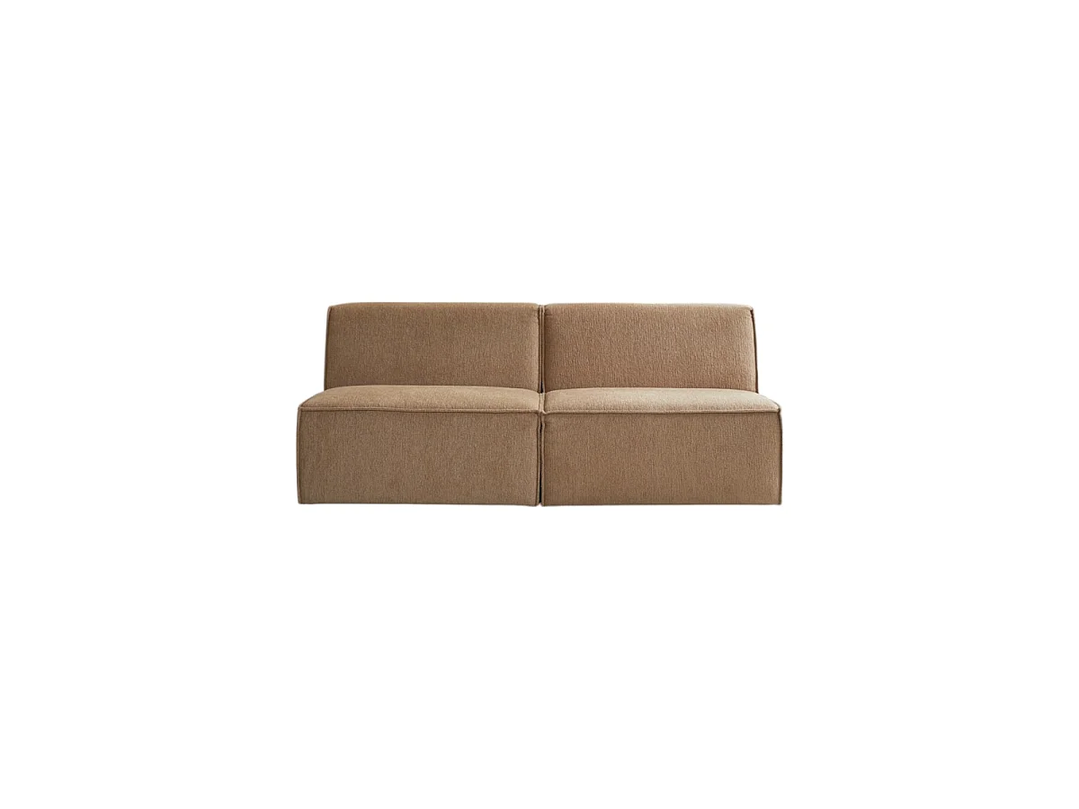 Divano dritto modulabile Dario in tessuto color cammello 2 posti
