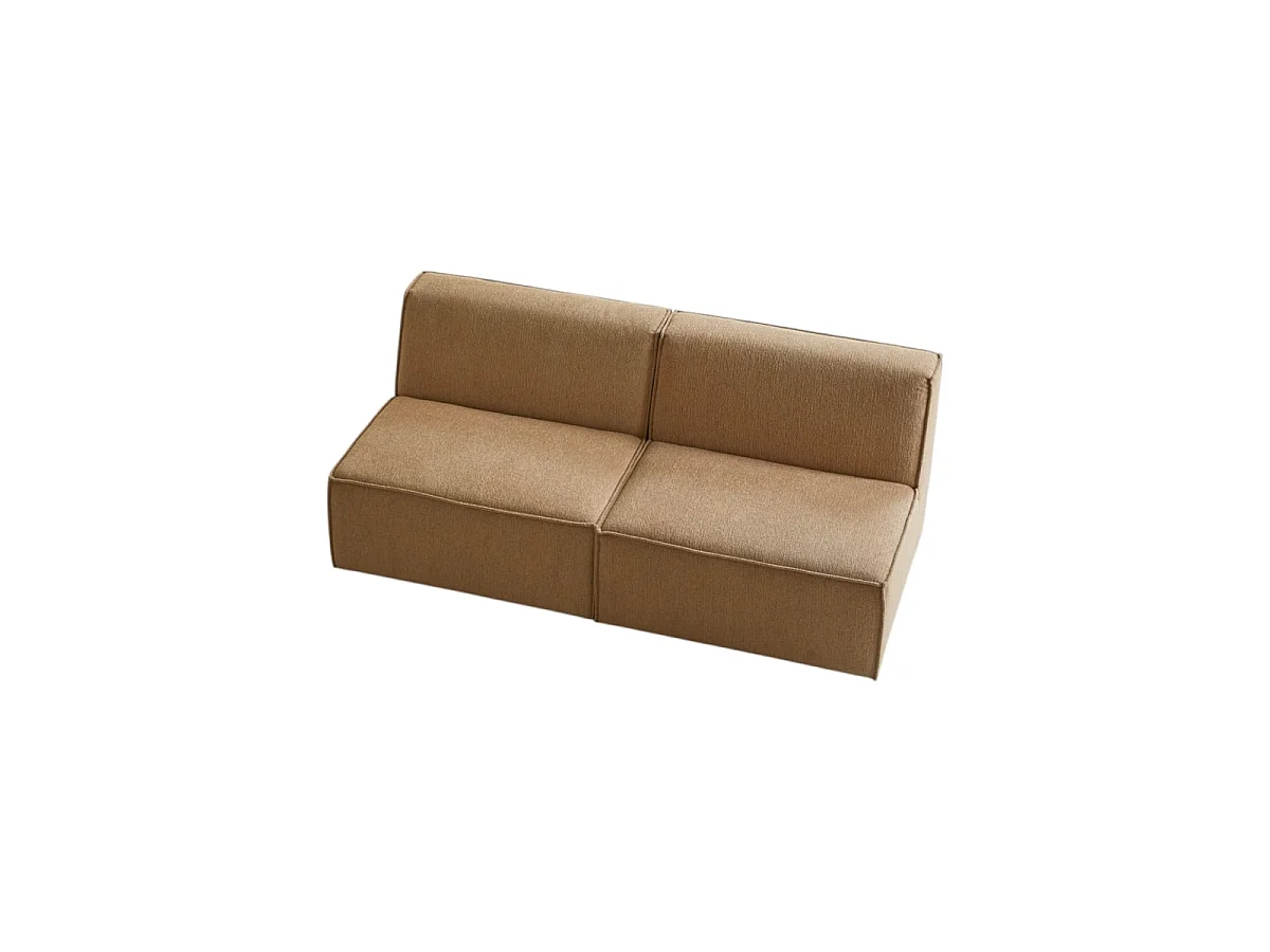 Divano dritto modulabile Dario in tessuto color cammello 2 posti