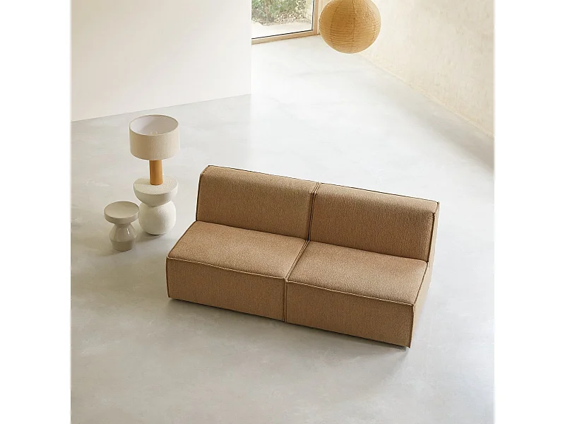 Divano dritto modulabile Dario in tessuto color cammello 2 posti