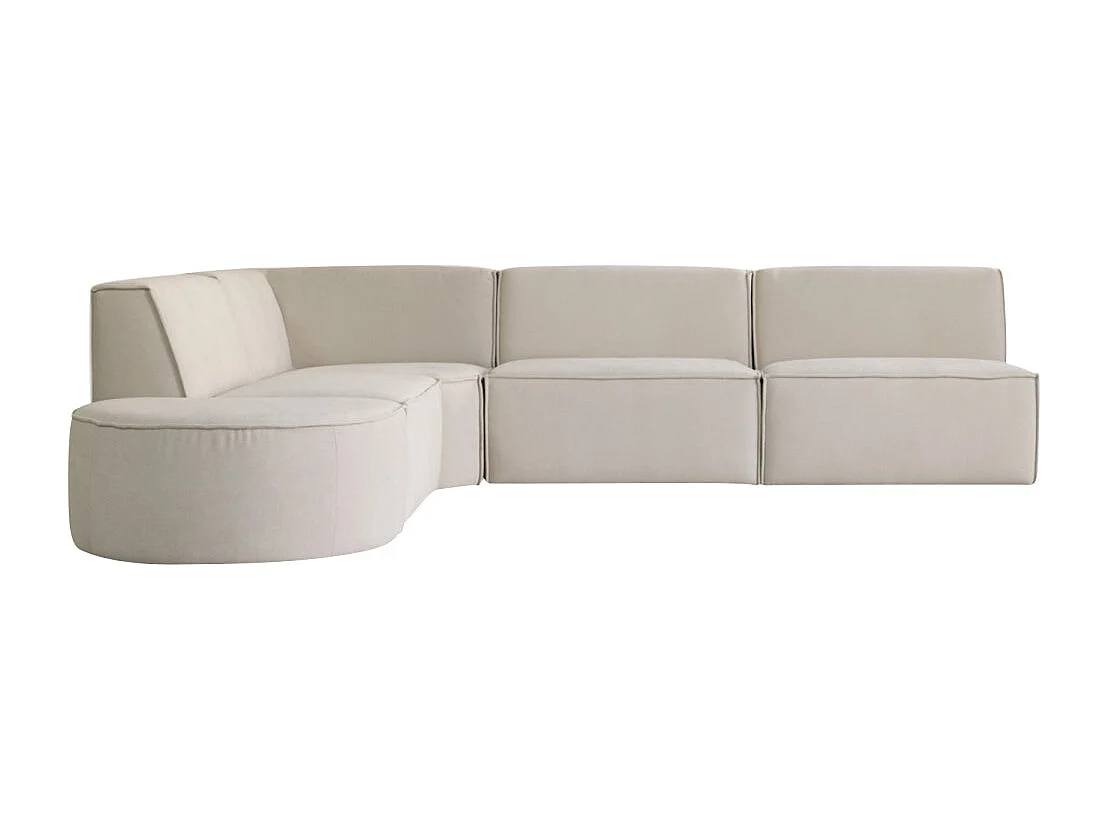 Canapé d'angle modulable Dario 5-6 places en tissu beige