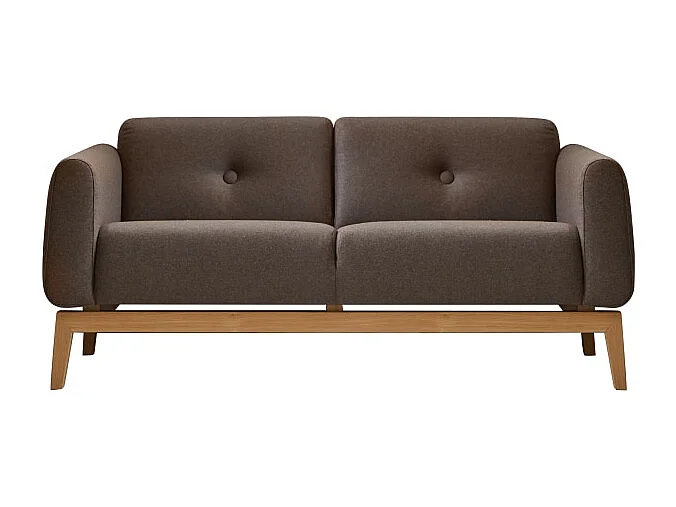 Divano Bjorn in rovere massello e tessuto marrone da 2 posti, 2 posti
