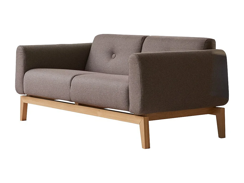 Divano Bjorn in rovere massello e tessuto marrone da 2 posti, 2 posti